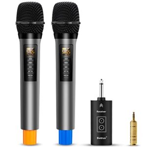 Bietrun Wireless Microphones with Echo,Treble,Bass & Bluetooth,98 FT Range,Portable UHF Handheld Karaoke Dynamic Microphone System with Rechargeable Receiver for Karaoke,Singing,Amp,PA System,DJ,Stage
