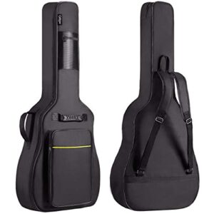 CAHAYA 41 Inch Acoustic Guitar Bag 0.35 Inch Thick Padding Water Resistent Dual Adjustable Shoulder Strap Guitar Case Gig Bag with Back Hanger Loop, Black CY0152