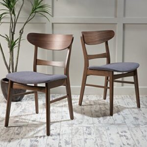 Christopher Knight Home Idalia Dining Chairs, 2-Pcs Set, Dark Grey / Walnut Finish