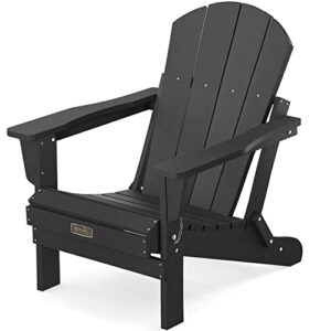 Folding Adirondack Chair Patio Chairs Lawn Chair Outdoor Adirondack Chair Weather Resistant for Patio Deck Garden, Backyard Deck, Fire Pit & Lawn Furniture Lawn Seating- Black