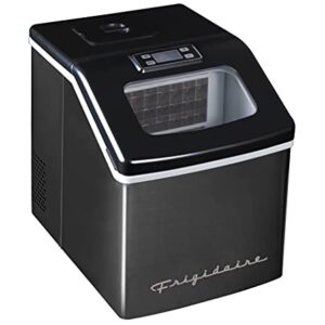 Frigidaire EFIC452-SSBLACK XL Maker, Makes 40 Lbs. of Clear Square Ice Cubes A Day, Black Stainless