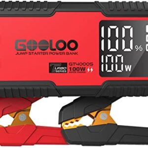 GOOLOO GT4000S Jump Starter 4000 Amp Car Starter 100W Two-Way Fast-Charging Portable Car Battery Charger Booster Pack for 10L Diesel and 12L Gas Engines, SuperSafe Lithium Jump Box for 12V Vehicles