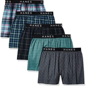 Hanes Ultimate mens Yarn Dye Exposed Waistband - Multiple Packs and Colors boxer shorts, Assorted Plaid 5 Pack, Medium US