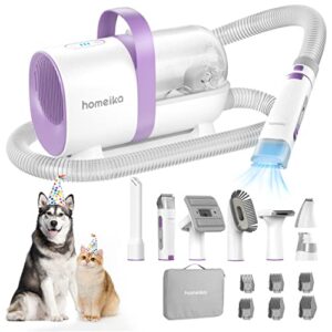 Homeika Dog Grooming Kit, 1.5L Dog Hair Vacuum Suction 99% Pet Hair, 8 Pet Grooming Tools, Storage Bag, 6 Nozzles, Quiet Pet Vacuum Groomer with Nail Grinder, Paw Trimmer, Brush for Shedding Dogs Cats