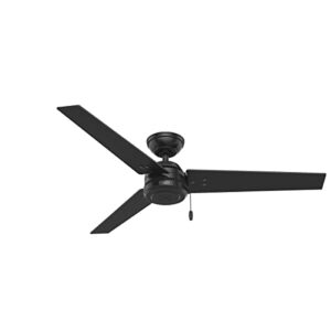Hunter Cassius Indoor / Outdoor Ceiling Fan with Pull Chain Control, 52", Matte Black