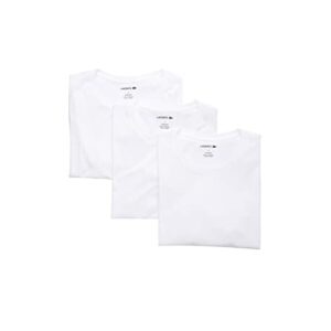 Lacoste mens Essentials 3 Pack 100% Cotton Slim Fit Crew Neck T-shirts Base Layer Top, White, Medium US