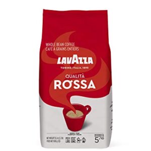 Lavazza Qualita Rossa - 2.2LB Bag of Espresso Beans - Authentic Italian, Blended and Roasted in Italy, Chocolate Flavour, Full Body and Intense Aromas