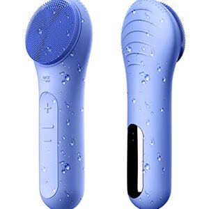 NågraCoola CLIE Sonic Face Scrub Brush, Waterproof and Rechargeable for Men & Women, Cleansing and Exfoliating, Electric Face Cleanser Brush - Blue