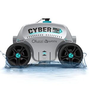 Ofuzzi Day - (2023 New) Cyber Cordless Robotic Pool Cleaner, Max.120 Mins Runtime, Self-Parking, Automatic Pool Vacuum for All Above/In Ground Pools Up to 1076ft² of Flat Bottom (Grey)