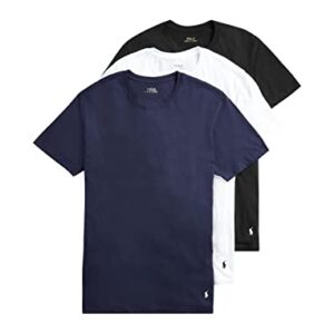 POLO Ralph Lauren Men's Slim Fit Cotton Crew Tee, Cruise Navy/White, White/Cruise Navy, Polo Black/White, Medium