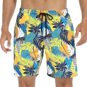 RELLECIGA Men's Swim Trunks Quick Dry Board Shorts with Pockets Bathing Suits Jungle