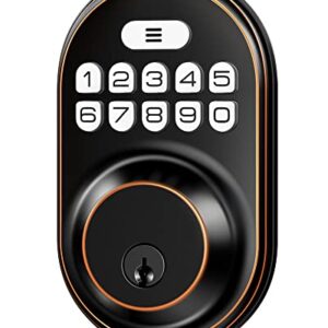 Veise Keyless Entry Door Lock, Electronic Keypad Deadbolt, Keyed Entry, Auto Lock, Anti-Peeking Password, Back Lit & Easy Installation Design, Oil Rubbed Bronze