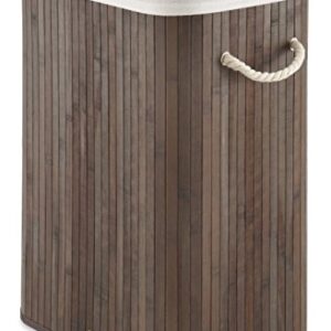 Whitmor Laundry Hamper with Rope Handles Bamboo, 12.25x16.25x23.375, Dark Stain