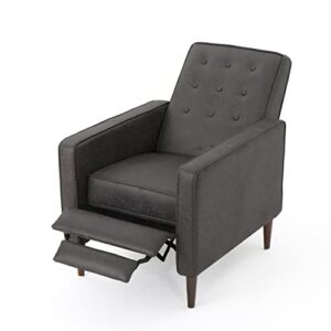 Christopher Knight Home Mervynn Mid-Century Modern Microfiber Recliner, Slate / Dark Espresso