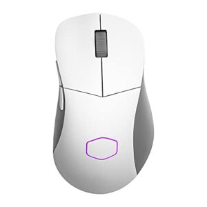 Cooler Master MM731 Wireless Gaming Mouse White, Adjustable 19,000 DPI, Palm|Claw Grip, 2.4GHz|Bluetooth, PixArt Optical Sensor, Ultraweave Cable, PTFE Feet, RGB Lighting (MM-731-WWOH1)