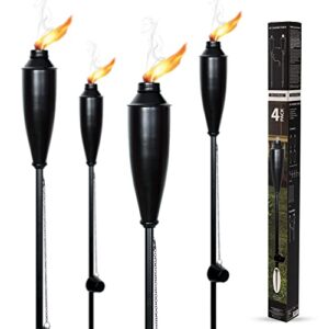 Garden Torches for Outside - Deco Home Pack of 4 Metal Garden Torches Citronella for Outdoor Ambiance - Decorative and Functional Citronella Torches for Patio, Lawn, and Backyard-Black