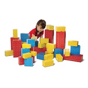 Melissa & Doug Jumbo Extra-Thick Cardboard Building Blocks - 40 Blocks in 3 Sizes - Jumbo Extra-Thick Cardboard Pretend Brick Blocks For Building