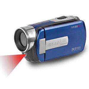 Minolta 1080p Full HD 3"" Touchscreen Camcorder with Nightvision & 16GB SD Card, MN80NV-BL, Blue