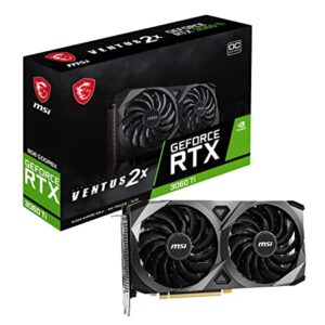 MSI Gaming GeForce RTX 3060 Ti LHR 8GB GDRR6X, 256-Bit, HDMI/DP, Nvlink, Torx Fan 3, Ampere Architecture OC Graphics Card (RTX 3060 TI Ventus 2X 8GD6X OC)