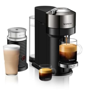 Nespresso Vertuo Next Deluxe Coffee and Espresso Maker, Pure Chrome with Aeroccino Milk Frother,1.1 liter, Black