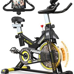 pooboo Magnetic Resistance Indoor Cycling Bike, Belt Drive Indoor Exercise Bike Stationary LCD Monitor with Ipad Mount ＆Comfortable Seat Cushion for Home Cardio Workout Cycle Bike Training Upgraded Version