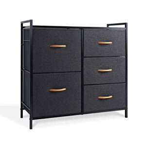 ROMOON Dresser Storage Drawer, 5 Fabric Units Organizer and Storage for Bedroom, Hallway, Entryway, Closets - Dark Gray