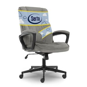 Serta Executive Office Chair Ergonomic Computer Upholstered Layered Body Pillows, Contoured Lumbar Zone, Base, Fabric, Black/Grey