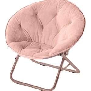 Urban Shop Faux Fur Saucer Chair with Metal Frame, One Size, Blush