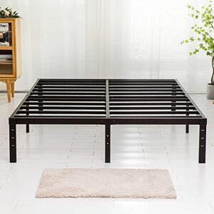 Wulanos King Size Bed Frame, 3500lbs Heavy Duty Metal Frames with Steel Slats Support 14 Inch High Platform Bedframe with Storage, No Box Spring Needed, Sturdy and Durable Noise-Free, Black