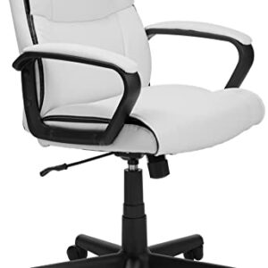 Amazon Basics Padded Office Desk Chair with Armrests, Adjustable Height/Tilt, 360-Degree Swivel, 275 Pound Capacity, 24 x 24.2 x 34.8 Inches, White