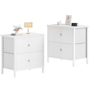 BOLUO White Nightstands Set of 2, 2 Drawer Dresser for Bedroom Night Stand Small Dresser End Table with Drawers Modern