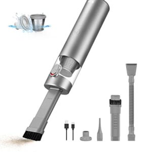 Brigii Crevice Vacuum, Mini Vacuum & Air Duster & Hand Pump 3 in 1, Cordless Handheld Vacuum, 3 Kinds of Crevice Nozzles, Lightweight 1lbs,USB Rechargeable-M1