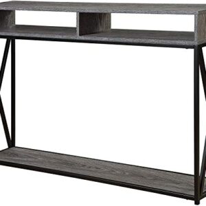 Convenience Concepts Tucson Deluxe Console Table with Shelf, Weathered Gray/Black