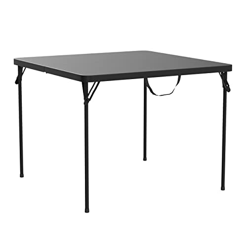 CoscoProducts XL 38.5" Fold-in-Half Card Table w/ Handle, Black, Indoor & Outdoor, Portable, Wheelchair Accessible, Camping, Tailgating, & Crafting Folding Table