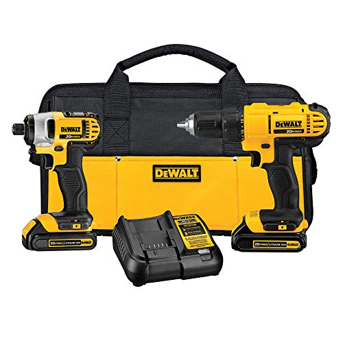 DEWALT 20V MAX Cordless Drill and Impact Driver, Power Tool Combo Kit with 2 Batteries and Charger, Yellow/Black (DCK240C2)