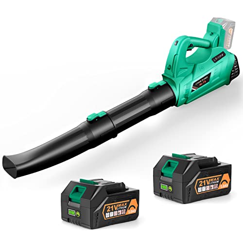EKACO Leaf Blower - 320CFM 180MPH 21V Leaf Blower Cordless with 2 X 5.0 Ah Battery & Charger, Electric Leaf Blower Battery Powered Leaf Blower Lightweight for Snow Blowing & Lawn Care Yard Cleaning
