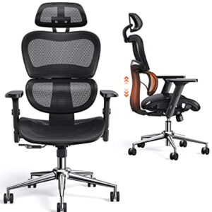ErGear Office Chairs, Ergonomic Office Chair, Mesh Desk Chair with Adaptive Lumbar Support, High Back Computer Chair with Adjustable backrest Height and Headrest, Swivel Mesh Chair for Home Office