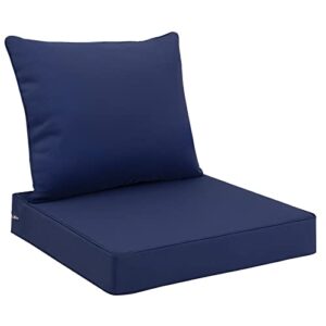 Favoyard Outdoor Seat Cushion Set 24 x 24 Inch Waterproof & Fade Resistant Patio Furniture Cushions with Removable Cover Deep Seat & Back Cushion with Handle and Adjustable Straps for Chair Sofa Couch