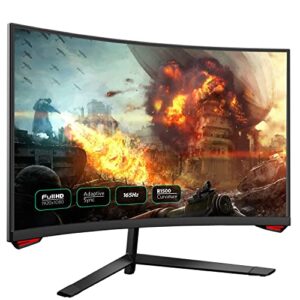 Fiodio 24'' 165Hz Refresh Rate Curved Monitor Full HD 1080P with HDMI Display Ports, VESA Compatible, Free-Tearing Eye Care Monitor for Home Office and Gaming (DP Cable Included)