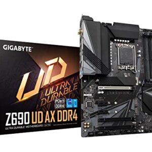 GIGABYTE Z690 UD AX DDR4 (LGA 1700/ Intel Z690/ ATX/ DDR4/ Triple M.2/ PCIe 5.0/ USB 3.2 Gen2X2/ Type-C/WiFi 6/2.5GbE LAN/Motherboard)