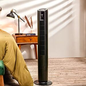 HOLMES 42" Digital Tower Fan, ClearRead Display, 80° Oscillation, 5 Speeds, 4 Modes, 8-Hour Timer, Home, Bedroom or Office, Remote Control, Matte Black
