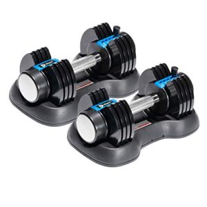 Lifepro Adjustable Dumbbell 25lb (5lb, 10lb, 15lb, 20lb, 25lb). 5-in-1 Dumbbells Adjustable Weights for Men and Women. Dumbbell Adjustable Free Weights Plates and Rack.Dumbbells Set of 2. (Powerflow Plus 2)