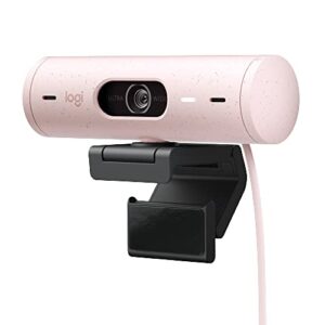 Logitech Brio 500 Full HD Webcam with Auto Light Correction,Show Mode, Dual Noise Reduction Mics, Webcam Privacy Cover, Works with Microsoft Teams, Google Meet, Zoom, USB-C Cable - Rose