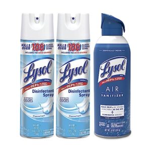 Lysol Bundle containing x2 Lysol Disinfectant Spray for Hard and Soft Surfaces, Crisp Linen, 19 Fl. Oz + Lysol Air Sanitizer Spray, For Air Sanitization and Odor Elimination, White Linen, 10 Fl. Oz