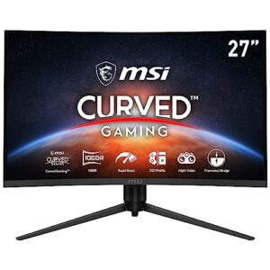 MSI G271CP, 27" Gaming Monitor, 1920 x 1080 (FHD), VA, 165Hz, FreeSync Premium, HDMI, Displayport, Tilt, Swivel, Height Adjustable,Pivot,Black