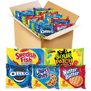 OREO, CHIPS AHOY!, Nutter Butter, SOUR PATCH KIDS & SWEDISH FISH Cookies & Candy Variety Pack, School Lunch Box Snacks, 40 Snack Packs