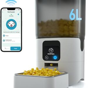 PAPIFEED Smart Automatic Cat Food Dispenser: WiFi Pet Feeder with APP Control for Remote Feeding,Detachable for Easy Clean, Automatic Cat Feeder with Alexa,1-30 Meals Per Day for Large Dog (6L/25Cup)