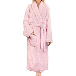 PAVILIA Premium Womens Plush Soft Robe Fluffy, Warm, Fleece Sherpa Shaggy Bathrobe (L/XL, Light Pink)