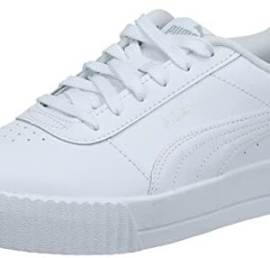 PUMA Women's Carina Sneaker, White White Silver, 10 M US