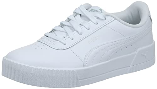 PUMA Women's Carina Sneaker, White White Silver, 10 M US